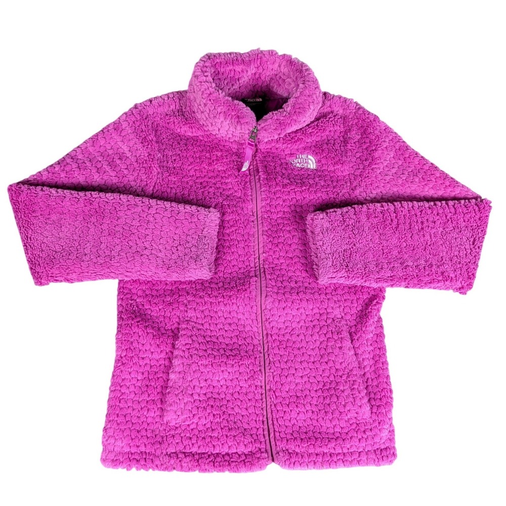 The North Face Osito Fleece Jacket Girls M 10/12 Pink Full Zip High Pile Exc